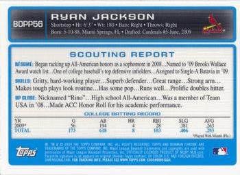 2009 Bowman Draft Picks & Prospects - Chrome Prospects #BDPP56 Ryan Jackson Back