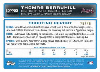 2009 Bowman Draft Picks & Prospects - Chrome Prospects Blue Refractors #BDPP50 Thomas Berryhill Back