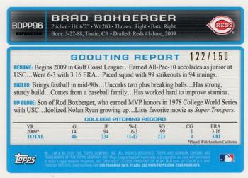 2009 Bowman Draft Picks & Prospects - Chrome Prospects Blue Refractors #BDPP96 Brad Boxberger Back