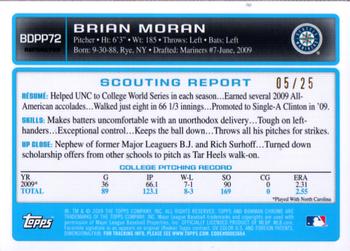 2009 Bowman Draft Picks & Prospects - Chrome Prospects Orange Refractors #BDPP72 Brian Moran Back