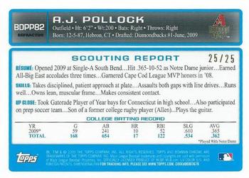2009 Bowman Draft Picks & Prospects - Chrome Prospects Orange Refractors #BDPP82 A.J. Pollock Back