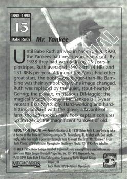 1995 Megacards Babe Ruth - Promos #13 Mr. Yankee Back