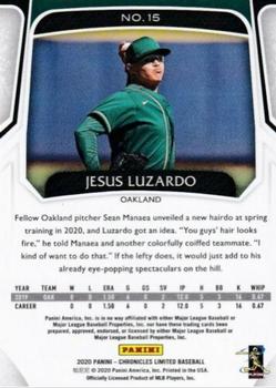 2020 Panini Chronicles - Limited #15 Jesus Luzardo Back