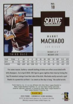 2020 Panini Chronicles - Score #18 Manny Machado Back