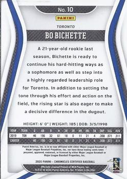 2020 Panini Chronicles - Certified Green #10 Bo Bichette Back