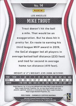 2020 Panini Chronicles - Certified Green #14 Mike Trout Back