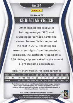 2020 Panini Chronicles - Certified Green #24 Christian Yelich Back