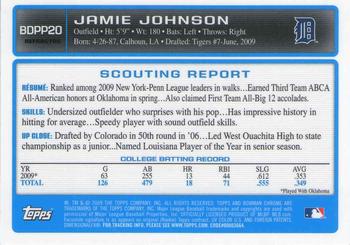 2009 Bowman Draft Picks & Prospects - Chrome Prospects Purple Refractors #BDPP20 Jamie Johnson Back