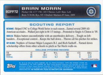 2009 Bowman Draft Picks & Prospects - Chrome Prospects Purple Refractors #BDPP72 Brian Moran Back