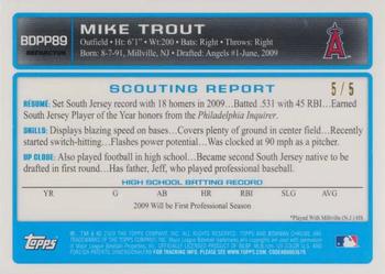 2009 Bowman Draft Picks & Prospects - Chrome Prospects Red Refractors #BDPP89 Mike Trout Back
