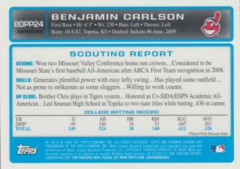2009 Bowman Draft Picks & Prospects - Chrome Prospects Refractors #BDPP24 Benjamin Carlson Back