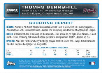 2009 Bowman Draft Picks & Prospects - Chrome Prospects Refractors #BDPP50 Thomas Berryhill Back