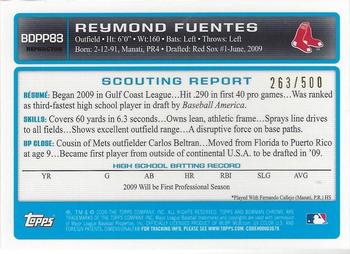 2009 Bowman Draft Picks & Prospects - Chrome Prospects Refractors #BDPP83 Reymond Fuentes Back