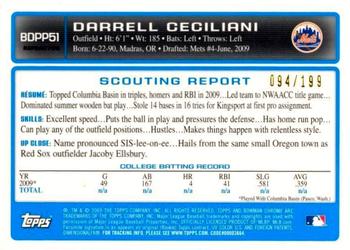 2009 Bowman Draft Picks & Prospects - Chrome Prospects X-Fractors #BDPP51 Darrell Ceciliani Back