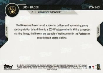 2020 Topps Now Postseason Milwaukee Brewers #PS-143 Josh Hader Back