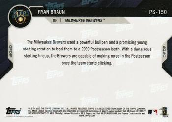 2020 Topps Now Postseason Milwaukee Brewers #PS-150 Ryan Braun Back