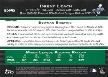 2009 Bowman Draft Picks & Prospects - Chrome Purple Refractors #BDP43 Brent Leach Back