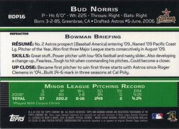 2009 Bowman Draft Picks & Prospects - Chrome Purple Refractors #BDP16 Bud Norris Back