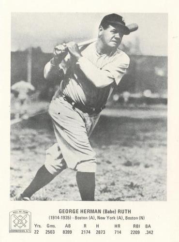 1973 Hall of Fame Picture Pack #NNO Babe Ruth Front