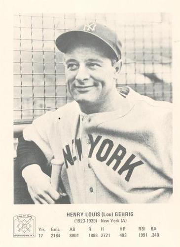 1973 Hall of Fame Picture Pack #NNO Lou Gehrig Front