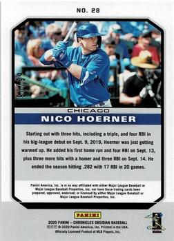 2020 Panini Chronicles - Obsidian Electric Etch Purple #28 Nico Hoerner Back