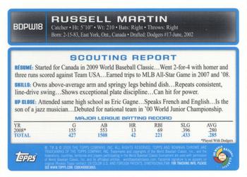 2009 Bowman Draft Picks & Prospects - Chrome WBC Prospects #BDPW18 Russell Martin Back