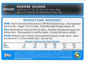 2009 Bowman Draft Picks & Prospects - Chrome WBC Prospects #BDPW20 Adam Dunn Back