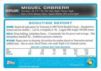 2009 Bowman Draft Picks & Prospects - Chrome WBC Prospects #BDPW26 Miguel Cabrera Back