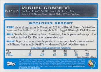 2009 Bowman Draft Picks & Prospects - Chrome WBC Prospects X-Fractors #BDPW26 Miguel Cabrera Back