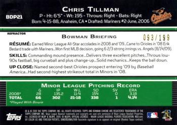2009 Bowman Draft Picks & Prospects - Chrome X-Fractors #BDP21 Chris Tillman Back