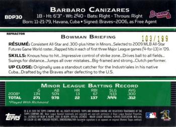 2009 Bowman Draft Picks & Prospects - Chrome X-Fractors #BDP30 Barbaro Canizares Back