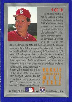 1993 Fleer - Rookie Sensations (Series One) #9 Mike Perez Back