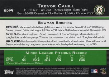 2009 Bowman Draft Picks & Prospects - Gold #BDP4 Trevor Cahill Back