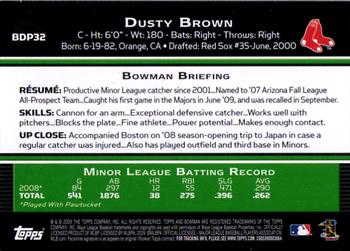 2009 Bowman Draft Picks & Prospects - Gold #BDP32 Dusty Brown Back