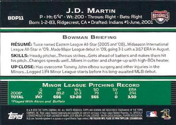 2009 Bowman Draft Picks & Prospects - Gold #BDP11 J.D. Martin Back