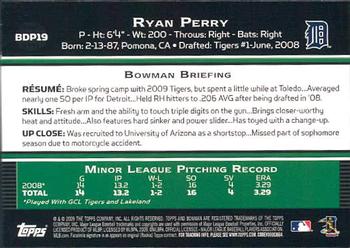 2009 Bowman Draft Picks & Prospects - Gold #BDP19 Ryan Perry Back