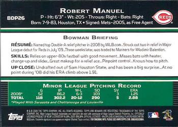 2009 Bowman Draft Picks & Prospects - Gold #BDP26 Robert Manuel Back