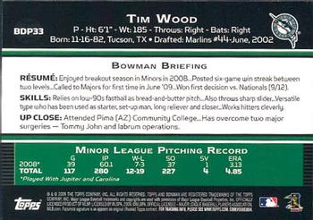 2009 Bowman Draft Picks & Prospects - Gold #BDP33 Tim Wood Back