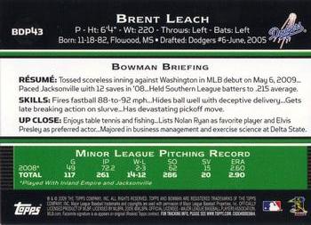 2009 Bowman Draft Picks & Prospects - Gold #BDP43 Brent Leach Back