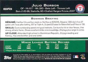2009 Bowman Draft Picks & Prospects - Gold #BDP49 Julio Borbon Back