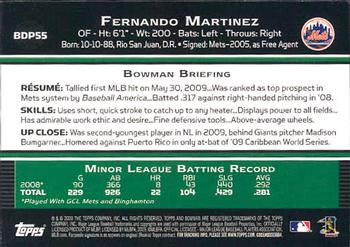 2009 Bowman Draft Picks & Prospects - Gold #BDP55 Fernando Martinez Back