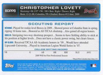 2009 Bowman Draft Picks & Prospects - Prospects #BDPP6 Christopher Lovett Back