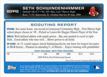 2009 Bowman Draft Picks & Prospects - Prospects #BDPP13 Seth Schwindenhammer Back