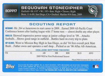 2009 Bowman Draft Picks & Prospects - Prospects #BDPP17 Sequoyah Stonecipher Back