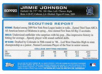 2009 Bowman Draft Picks & Prospects - Prospects #BDPP20 Jamie Johnson Back