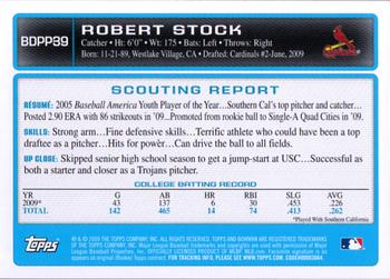 2009 Bowman Draft Picks & Prospects - Prospects #BDPP39 Robert Stock Back