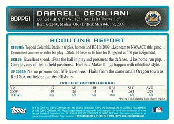 2009 Bowman Draft Picks & Prospects - Prospects #BDPP51 Darrell Ceciliani Back