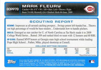 2009 Bowman Draft Picks & Prospects - Prospects #BDPP73 Mark Fleury Back