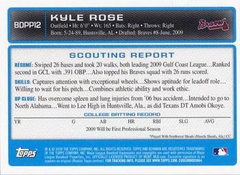 2009 Bowman Draft Picks & Prospects - Prospects #BDPP12 Kyle Rose Back