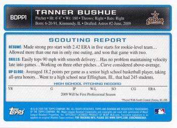 2009 Bowman Draft Picks & Prospects - Prospects #BDPP1 Tanner Bushue Back